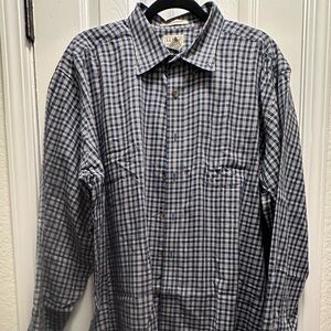 L.L. Bean Button Up Shirt Men Blue White Plaid XXL